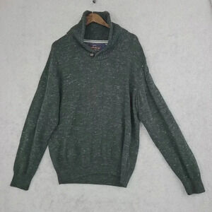 Weatherproof Vintage Mens Green Cotton Shawl Collar Sweater Size L  7PT